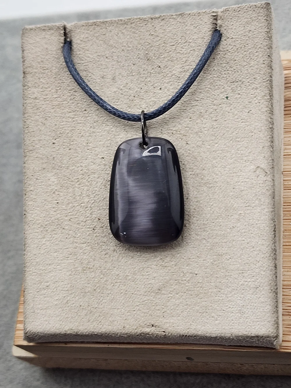 Black Rectangular Stone Pendant Necklace